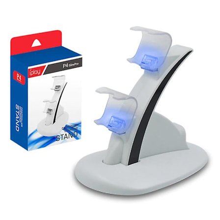 Stuff Certified Laddningsstation för PlayStation 4 Laddningsdocka för Handkontroll - Dubbel Laddningsstation Vit