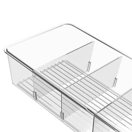 6 Oppbevaringsbokser til kjøleskap - Klar organisator til pantry med 3 avdelere, avtagbare, Seas