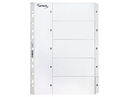 LYRECO Register Mylar A4 1-5 vit - Lyreco - Kontorsmaterial - Pärmar och register - Kartongregister