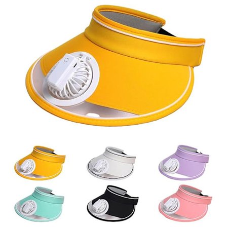 Solhatt med fläkt-gul, uppladdningsbar hatt, inbyggd fläkt, fläkthatt, lämplig för barn