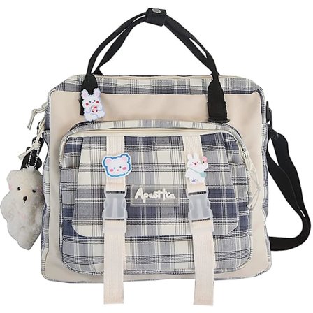 Kawaii Ryggsäck Med Bear Plysch Pin, Estetisk Ryggsäck Japansk Skol Handväska Ita Bag