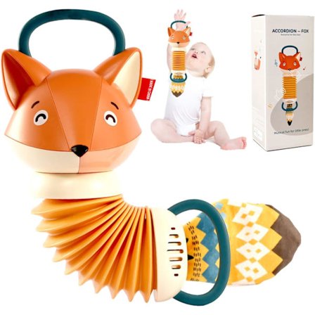 Fox Accordion Baby Legetøj, Tidlig Udvikling Edukativ Spædbarn Musik Legetøj Accordion Musikinstrument, Tegneserie Sød