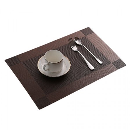 Nya Bordstabletter Set om 6 för Matbord Fläckbeständiga Tvättbara PVC Köksbordsmattor Vävda Vinyl Avtorkningsbara Dukar (kaffe)