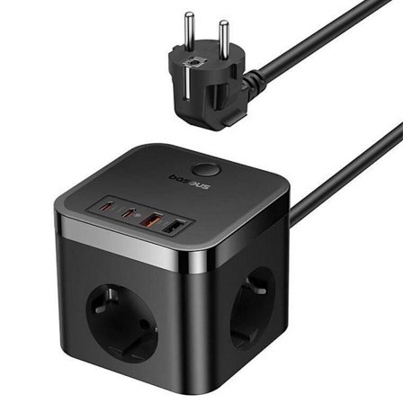 Baseus PowerCombo Cube – 2x USB, 2x USB-C ja 3 Schuko-pistorasi