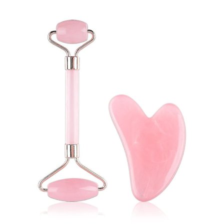 Natural Rose Resin Roller Gua Sha Set Guasha Scraper Ansiktsrulle Massager Ansiktslyft Bantning