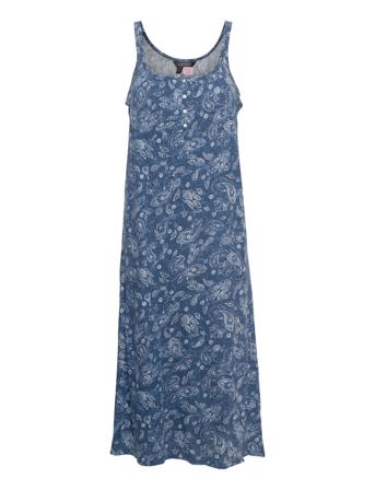 Lrl Double Strap Button Ballet Gown Nattlinne Blå Lauren Ralph Lauren Homewear