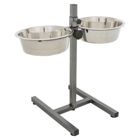 Set med skålar i rostfritt stål med upphöjd bas Hundstång, 2 × 2,8 l/ø 24 cm