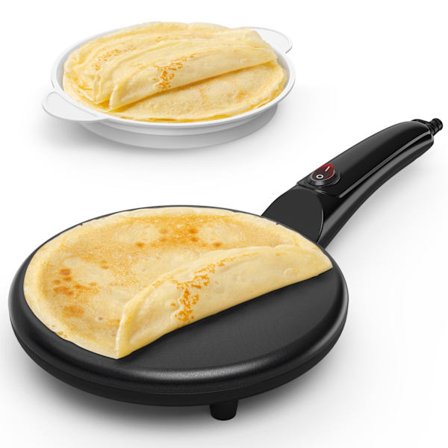 Elektrisk Crêpejern, Non-stick Elektrisk Crêpejern, 700W Bærbar Roti Maskine til Hjemmet, Cool-Touch Håndtag med Madskål, Nem Rengøring