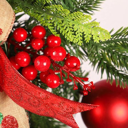 Juldekoration Väggbonad Upp och Ner Trädhänge Droppformad Julkrans med Rosett Grön Tall - Hängande Juldekoration för Ytterdörr,