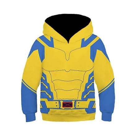 Barn Gutter Deadpool & Wolverine Hettesweatshirt Casual Langærmet Hetter Genser Løse Pullover Topper-Xin Yellow 12-13 Years