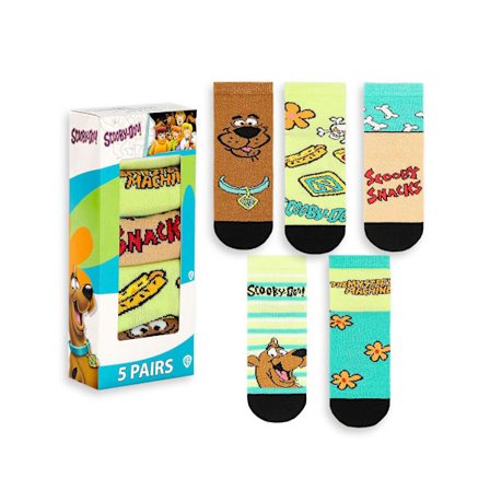 Scooby Doo Unisex Barneleggsokker Sett med 5 Flerfarget Karakter (LGL)