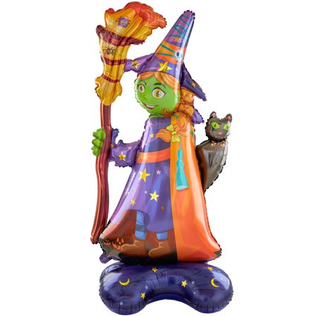 Stående Folieballong Halloween-heks 72x155 cm