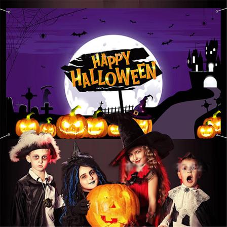 1,5 m Halloween Party Scene Bakgrunn Banner Gresskar Vegg Dekal #2