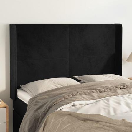 Vidaxl Huvudgavel Med Kanter Svart 147x16x118/128 Cm Sammet Svart