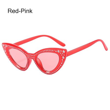 Cat Eye Solglasögon för kvinnor Diamantsolglasögon RÖD-ROSA