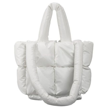 Polstring Tote Bag Puffer Quiltet skuldertaske HVID