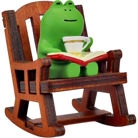 Miniatyr Froskefigurer Gyngestol Rolig Froskeskulptur for Hylle, Skrivebordsdekorasjon - Frosk Skrivebordstilbehør - Perfekt