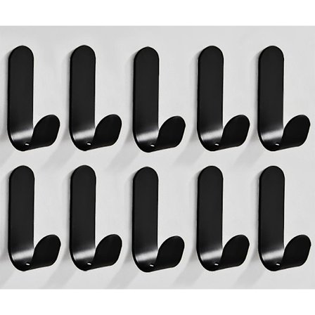 10 stk. Selvklæbende Kroge Sort Matt Rustfrit Stål 304 Frakkekroge, Køkkenkroge Håndklæde Kroge