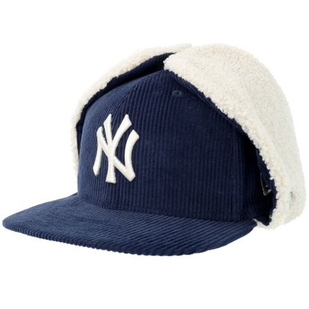 New Era - MLB Blå earflap Keps - New York Yankees Corduroy 59FIFTY Dogear Navy/White Earflap Fitted @ Hatstore