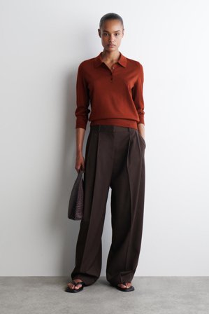 COS Women's Merino Wool Polo Jumper in Red