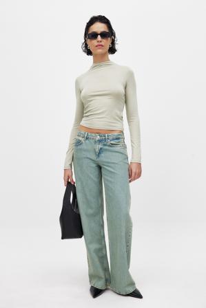 NA-KD Soft Line långärmad topp med tratthals - Vardagstoppar - Grön - XL (EU 46)