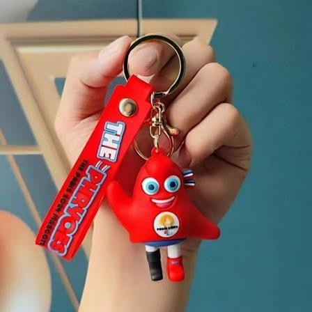 2024 Paris Olympics Mascot The Phryge Commemorative Keychain - 1pcs--Välkommen till vänster hand