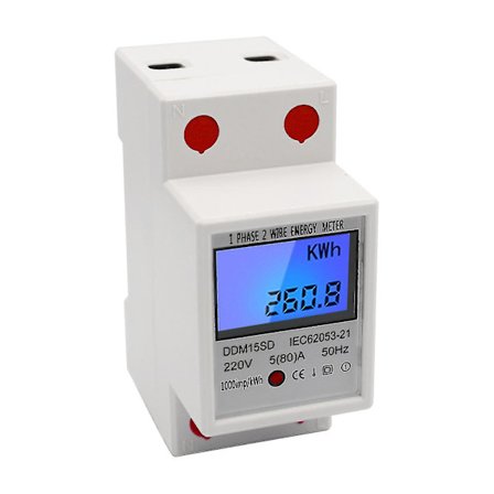 Enfaseret DIN-skinne energimåler 5-80a 220v 50hz Elektronisk Kwh-måler med LCD-baggrundsbelysning Digitalt display Ddm15sd