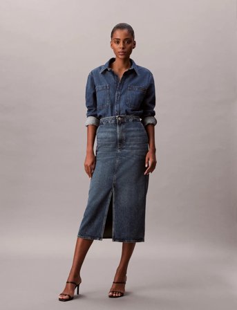 Calvin Klein Jeans Denim Carpenter Skirt Tinted Orc - Blue - 30