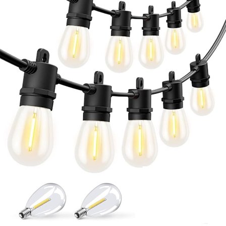 10M IP65 Vandtæt Lysstreng udendørs 10 S14 LED-pærer – Dæmpbar, med fjernbetjening. Udendørsbelysning til Terrasse og Fest_TF_TF