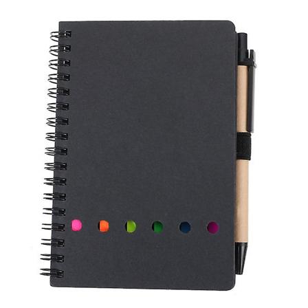 1 Sett Notisbok med Limlapper Kontor Memo Pad Planleggingsbok med Penn Svart 14.1X11X1CM Black 14.1X11X1CM