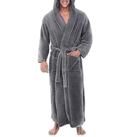 Pitk ja pehme fleece-kylpytakki miehille Grey
