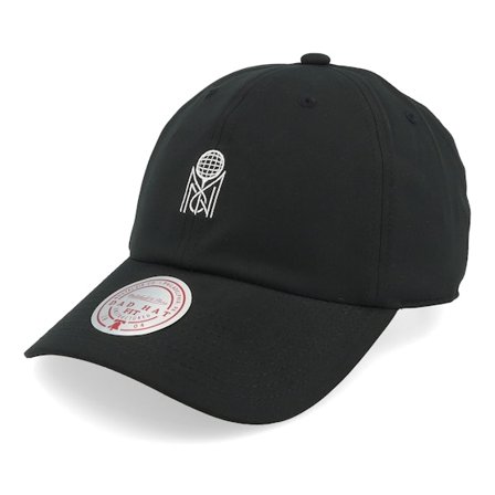Mitchell & Ness - Golf Interlock Branded Black Dad Cap Unconstructed Black Cap - @ Hatstore