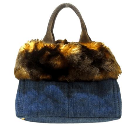 Prada Vintage Pre-owned Denim HandTas , Blauw , Dames , Maat: ONE Size Vintage Tassen