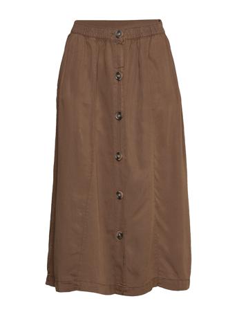 Emmasz Skirt Knælang Nederdel Brun Saint Tropez