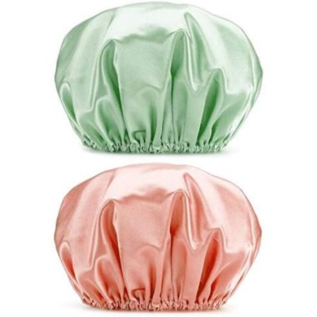 32 cm store brusehætter, 2 genanvendelige brusehætter til kvinder, elegante elastiske spahætter, tolags badehætter til voksne med langt hår