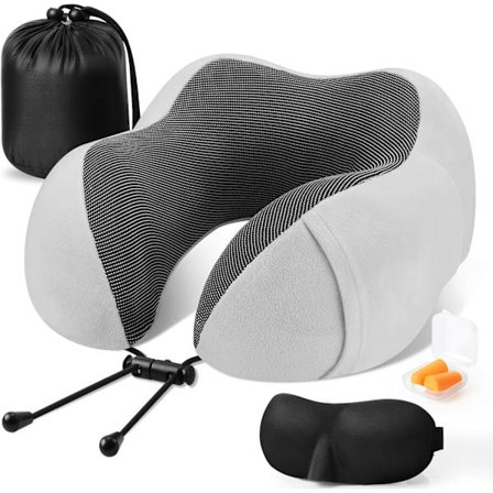 Matkailutyyny Premium Memory Foam, Mukava ja tukeva niskatyyny, Kipua lievittävät nukkumiskaulaptyynyt matkustamiseen, Lentokoneen tyyny nukkumiseen 