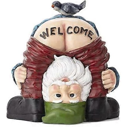 Welcome Hagegnomer Ornamenter-Hagegnomstatue, Vanntett Morsom Resin Håndverk Gnom for Plen Ornamenter, Innendørs Dekor o