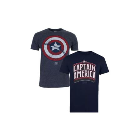 Captain America Mens Shield T-shirt (paket Med 2) Xxl Marinblå/vit/