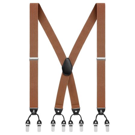 Vexel | Tirantes con clips anchos en forma de X marrones para hombres - Tirantes con clip