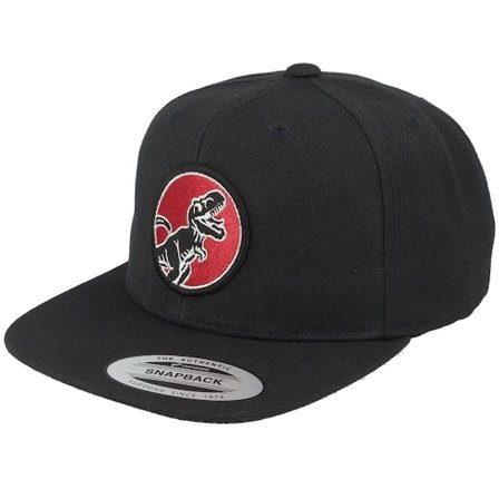 Kiddo Cap - Zwart snapback Cap - Kids T-rex Red Round Patch Black Snapback @ Hatstore