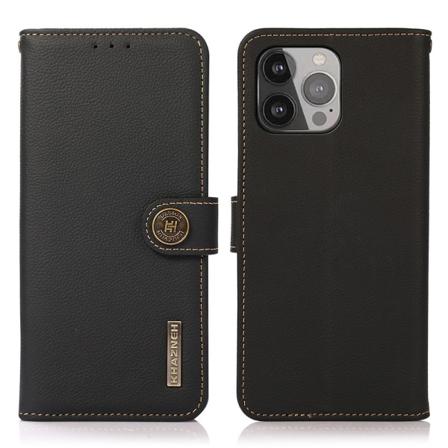 Khazneh Äkta Läder Fodral till iPhone 13 Pro - Svart Svart