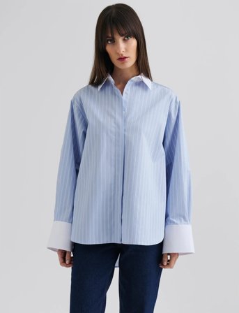 Malina Classic Poplin Shirt - Blue - XL