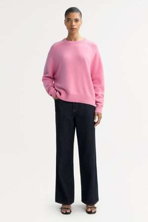 Soft Goat - Boyfriend Crewneck - Kashmirtröja dam - S - Pink