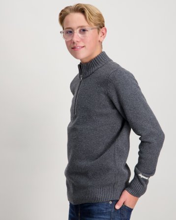 Jack & Jones JORNORREBRO KNIT HALF ZIP Gris Pulls Garçon - Kids Brand Store