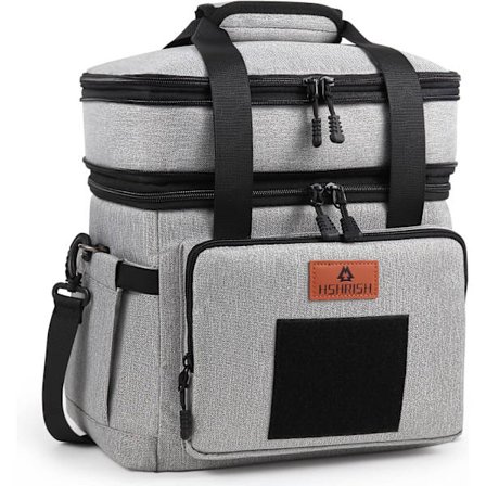 [14Y] Madkasse til mænd, kvinder, dobbelt dæk, kraftig, termo-isoleret, taktisk madtaske, holdbar køletaske med skulderrem til voksne, arbejde, picnic