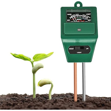 Maaperän testaaja, kosteuden/valon/pH:n happamuuden mittaus 3-in-1, vedenvalvontahygometri puutarhan, maatilan, nurmikon ja talon ylläpitoon
