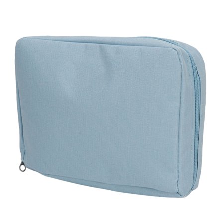 Pennalveske Canvas Stor Kapasitet Glidelås Meshlommer Bred Åpning Estetisk Allsidig Papirveske for Sminke Kontor Blå