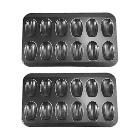 Nonstick Madeleine forme 2-pak med 12 kageforme og chokoladeovertræk [YJD]