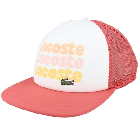 Lacoste - Rosso trucker Cappellino - White/Sierra Red Trucker @ Hatstore