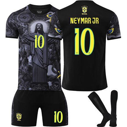 2025-2026 Brasilien Retro Special Edition Fodboldtrøje Nr. 7 Vinicius Nr. 10 Neymar Trøje Børnesæt{HONGDE} Størrelse 10 sok